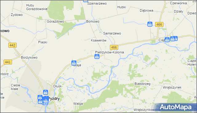 mapa Pietrzyków gmina Pyzdry, Pietrzyków gmina Pyzdry na mapie Targeo