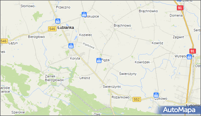 mapa Pigża gmina Łubianka, Pigża gmina Łubianka na mapie Targeo