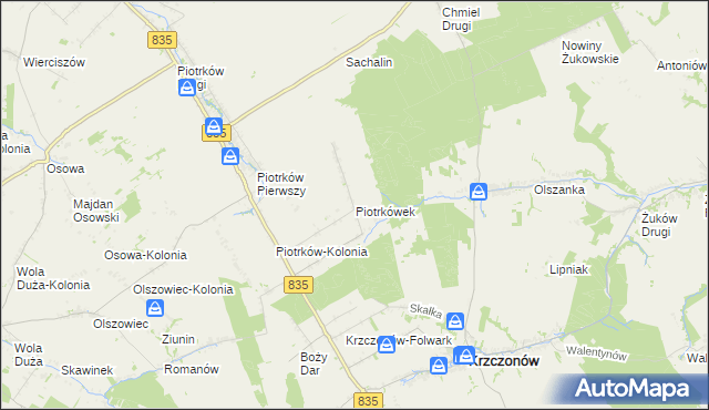 mapa Piotrkówek gmina Krzczonów, Piotrkówek gmina Krzczonów na mapie Targeo