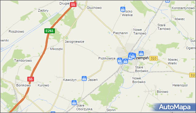 mapa Piotrkowice gmina Czempiń, Piotrkowice gmina Czempiń na mapie Targeo