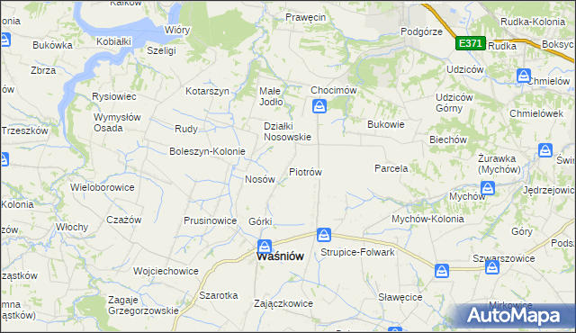 mapa Piotrów gmina Waśniów, Piotrów gmina Waśniów na mapie Targeo