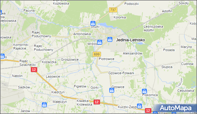 mapa Piotrowice gmina Jedlnia-Letnisko, Piotrowice gmina Jedlnia-Letnisko na mapie Targeo