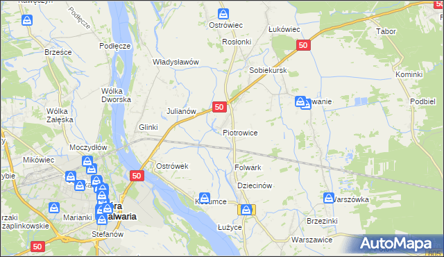 mapa Piotrowice gmina Karczew, Piotrowice gmina Karczew na mapie Targeo