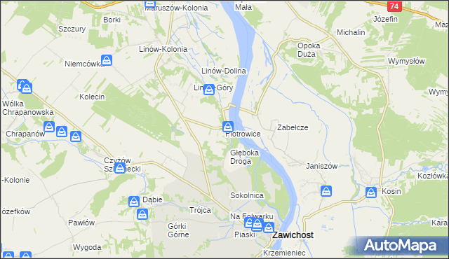 mapa Piotrowice gmina Zawichost, Piotrowice gmina Zawichost na mapie Targeo