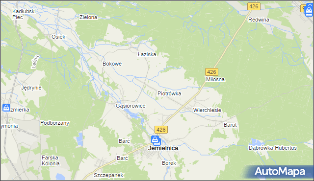 mapa Piotrówka gmina Jemielnica, Piotrówka gmina Jemielnica na mapie Targeo