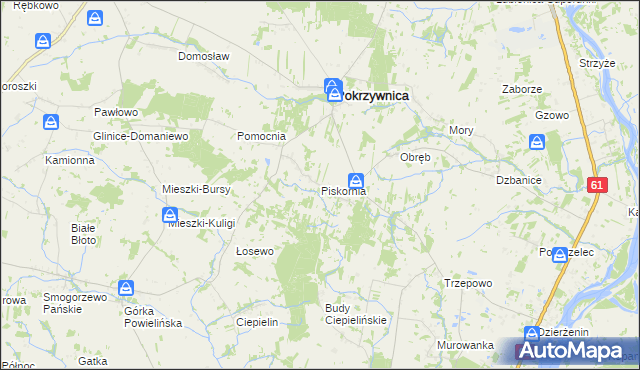 mapa Piskornia gmina Pokrzywnica, Piskornia gmina Pokrzywnica na mapie Targeo