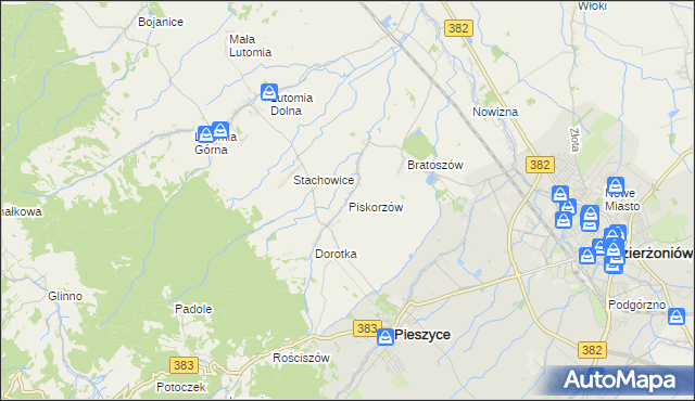 mapa Piskorzów gmina Pieszyce, Piskorzów gmina Pieszyce na mapie Targeo