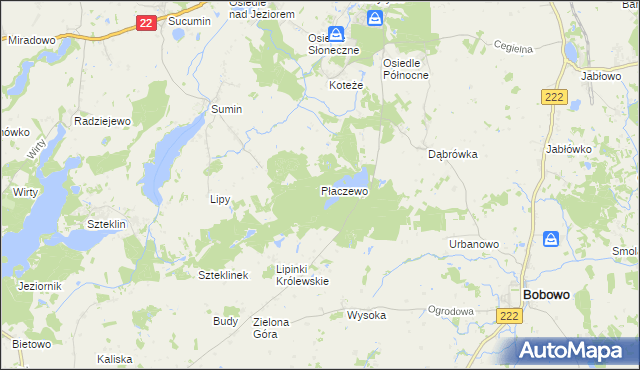 mapa Płaczewo gmina Starogard Gdański, Płaczewo gmina Starogard Gdański na mapie Targeo