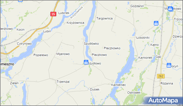 mapa Płaczkowo gmina Trzemeszno, Płaczkowo gmina Trzemeszno na mapie Targeo