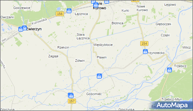 mapa Pławin gmina Stare Kurowo, Pławin gmina Stare Kurowo na mapie Targeo