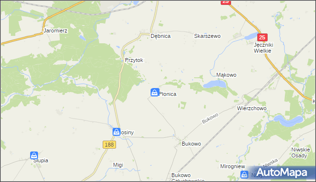 mapa Płonica gmina Człuchów, Płonica gmina Człuchów na mapie Targeo