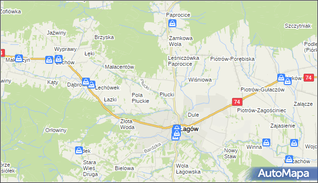 mapa Płucki, Płucki na mapie Targeo