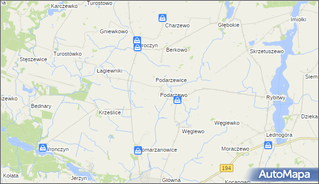 mapa Podarzewo, Podarzewo na mapie Targeo