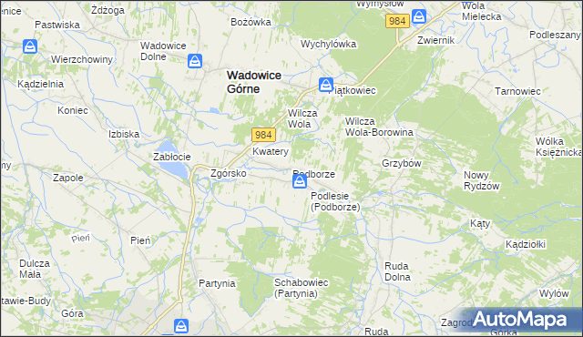 mapa Podborze gmina Radomyśl Wielki, Podborze gmina Radomyśl Wielki na mapie Targeo