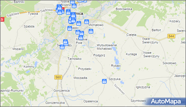 mapa Podgórz gmina Brodnica, Podgórz gmina Brodnica na mapie Targeo