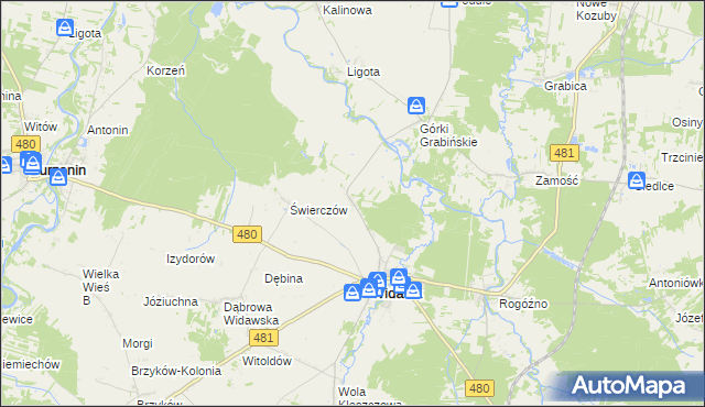 mapa Podgórze gmina Widawa, Podgórze gmina Widawa na mapie Targeo