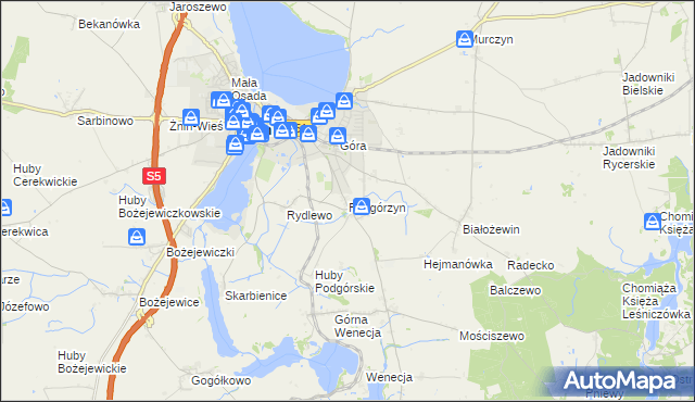 mapa Podgórzyn gmina Żnin, Podgórzyn gmina Żnin na mapie Targeo