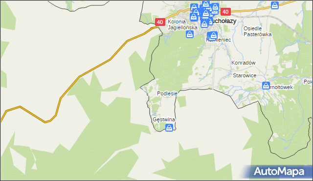 mapa Podlesie gmina Głuchołazy, Podlesie gmina Głuchołazy na mapie Targeo