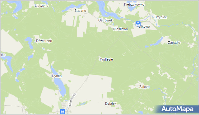 mapa Podlesie gmina Koczała, Podlesie gmina Koczała na mapie Targeo