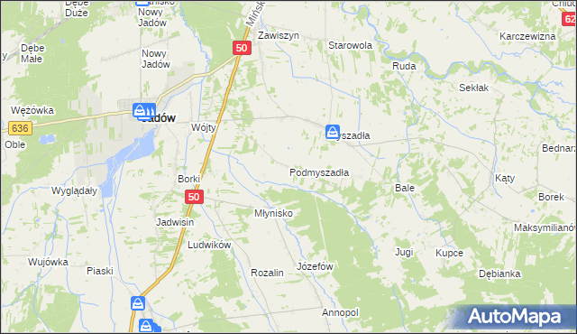 mapa Podmyszadła, Podmyszadła na mapie Targeo