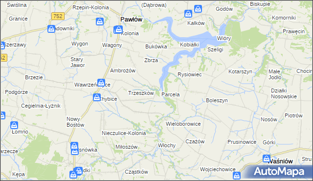 mapa Pokrzywnica gmina Pawłów, Pokrzywnica gmina Pawłów na mapie Targeo