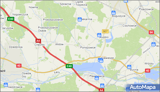 mapa Poniszowice, Poniszowice na mapie Targeo