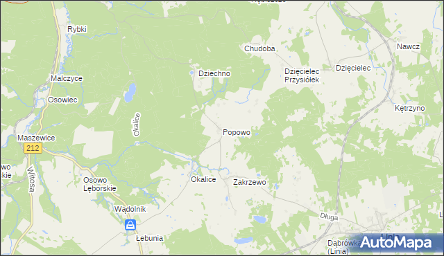 mapa Popowo gmina Cewice, Popowo gmina Cewice na mapie Targeo