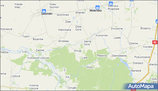 mapa Poręby gmina Mokrsko, Poręby gmina Mokrsko na mapie Targeo