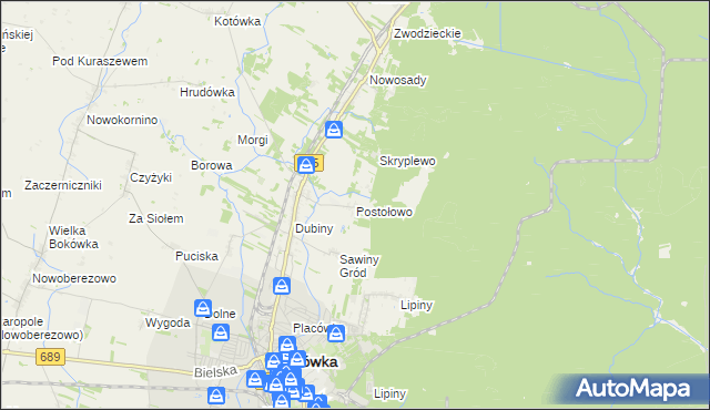 mapa Postołowo gmina Hajnówka, Postołowo gmina Hajnówka na mapie Targeo