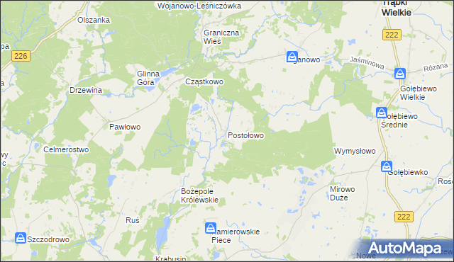 mapa Postołowo gmina Trąbki Wielkie, Postołowo gmina Trąbki Wielkie na mapie Targeo