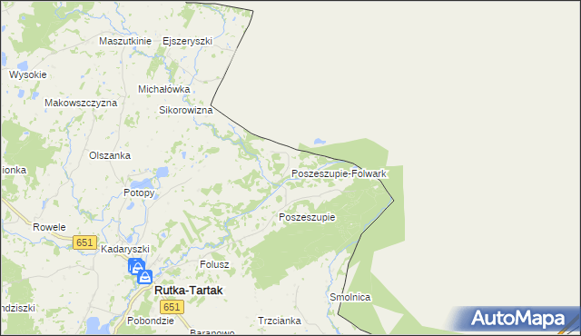 mapa Poszeszupie-Folwark, Poszeszupie-Folwark na mapie Targeo