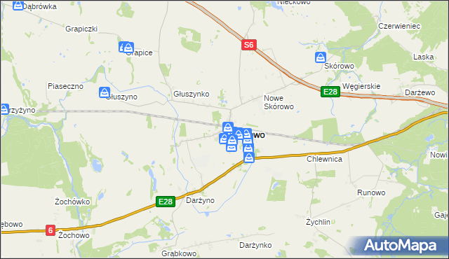 mapa Potęgowo powiat słupski, Potęgowo powiat słupski na mapie Targeo