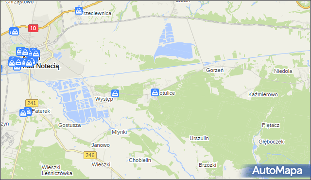mapa Potulice gmina Nakło nad Notecią, Potulice gmina Nakło nad Notecią na mapie Targeo