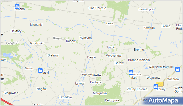 mapa Prusinowice gmina Łęczyca, Prusinowice gmina Łęczyca na mapie Targeo
