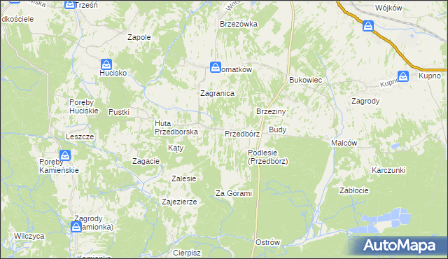 mapa Przedbórz gmina Kolbuszowa, Przedbórz gmina Kolbuszowa na mapie Targeo