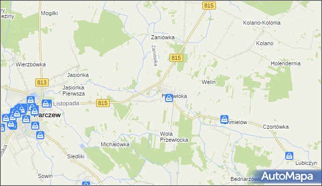 mapa Przewłoka gmina Parczew, Przewłoka gmina Parczew na mapie Targeo