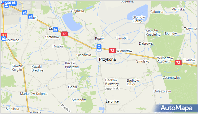 mapa Przykona, Przykona na mapie Targeo