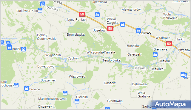 mapa Przykory gmina Pniewy, Przykory gmina Pniewy na mapie Targeo