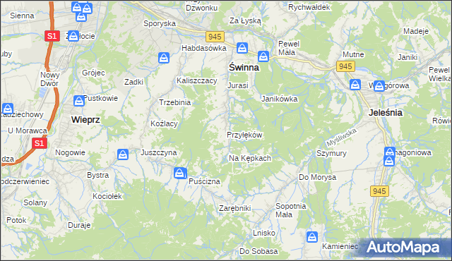 mapa Przyłęków, Przyłęków na mapie Targeo