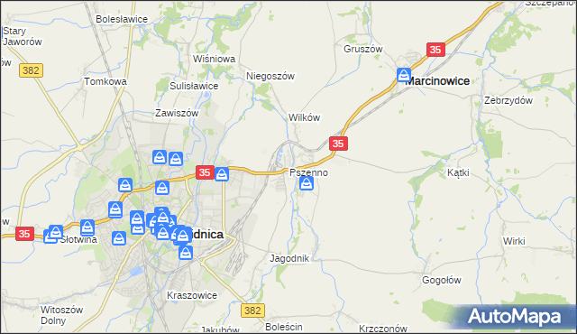mapa Pszenno, Pszenno na mapie Targeo