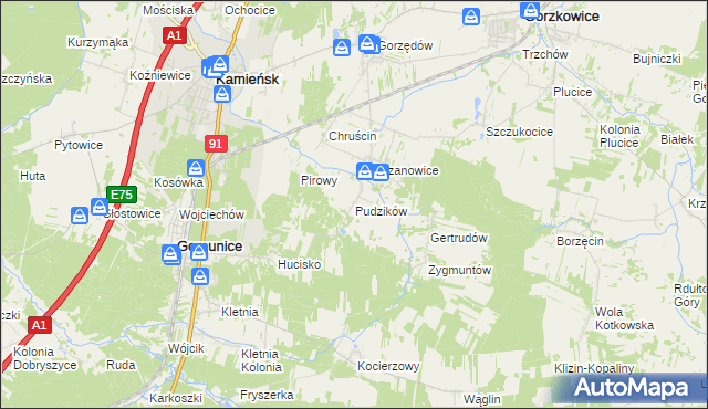 mapa Pudzików, Pudzików na mapie Targeo