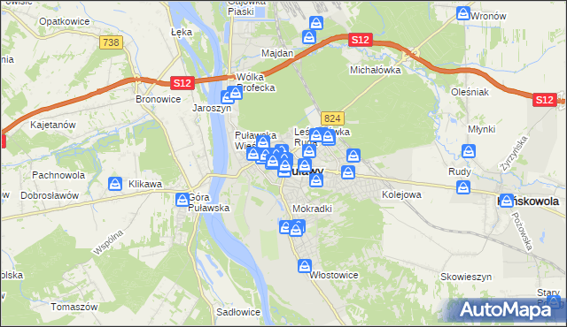 mapa Puław, Puławy na mapie Targeo