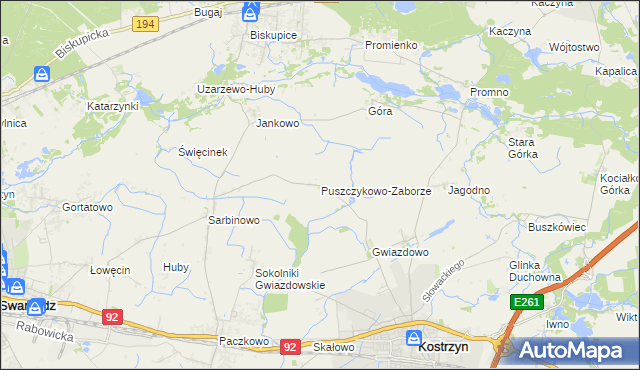 mapa Puszczykowo-Zaborze, Puszczykowo-Zaborze na mapie Targeo