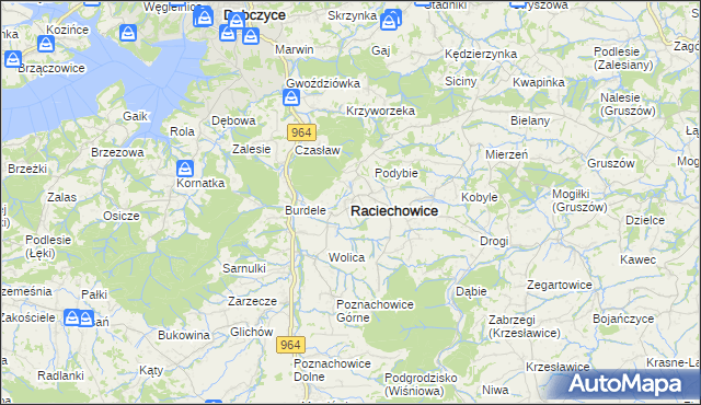 mapa Raciechowice, Raciechowice na mapie Targeo