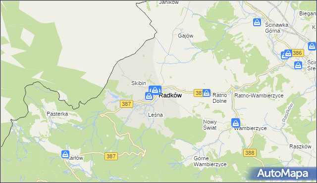 mapa Radków powiat kłodzki, Radków powiat kłodzki na mapie Targeo