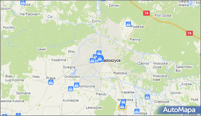 mapa Radoszyce powiat konecki, Radoszyce powiat konecki na mapie Targeo
