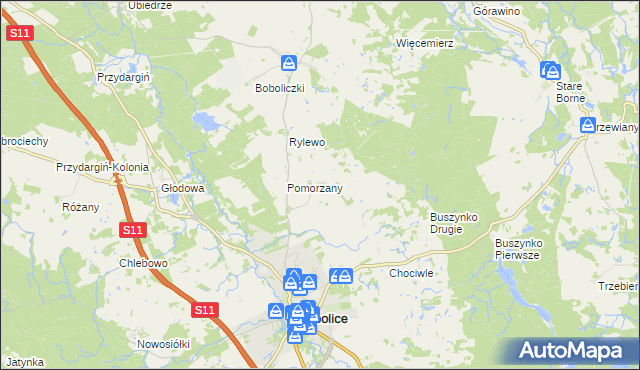 mapa Radwanki gmina Bobolice, Radwanki gmina Bobolice na mapie Targeo