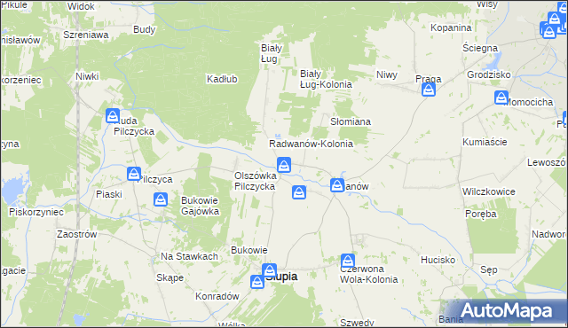 mapa Radwanów gmina Słupia Konecka, Radwanów gmina Słupia Konecka na mapie Targeo