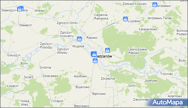 mapa Radzanów powiat mławski, Radzanów powiat mławski na mapie Targeo