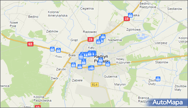 mapa Radzyń Podlaski, Radzyń Podlaski na mapie Targeo